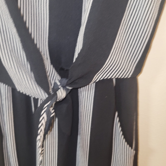 As U Wish Black & White Striped Wide Leg Romper - Picture 2 of 16